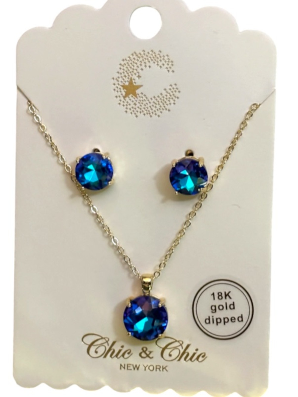 Blue Glass Necklace and Earring Set